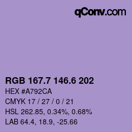 カラーコード: RGB 167.7 146.6 202 | qconv.com