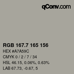 カラーコード: RGB 167.7 165 156 | qconv.com