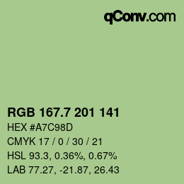 カラーコード: RGB 167.7 201 141 | qconv.com