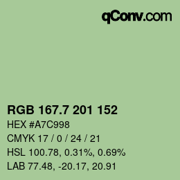 カラーコード: RGB 167.7 201 152 | qconv.com