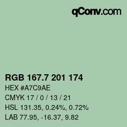 カラーコード: RGB 167.7 201 174 | qconv.com