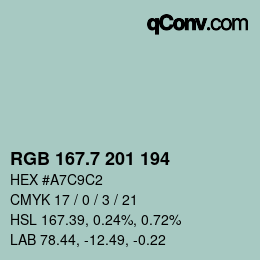 カラーコード: RGB 167.7 201 194 | qconv.com