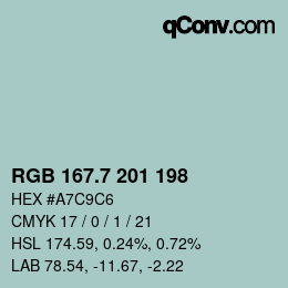 カラーコード: RGB 167.7 201 198 | qconv.com