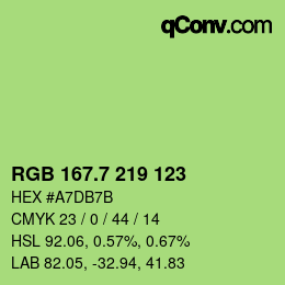 カラーコード: RGB 167.7 219 123 | qconv.com