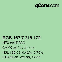 カラーコード: RGB 167.7 219 172 | qconv.com