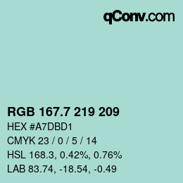 カラーコード: RGB 167.7 219 209 | qconv.com