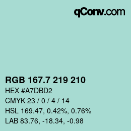 カラーコード: RGB 167.7 219 210 | qconv.com