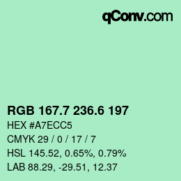 カラーコード: RGB 167.7 236.6 197 | qconv.com