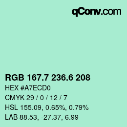 カラーコード: RGB 167.7 236.6 208 | qconv.com