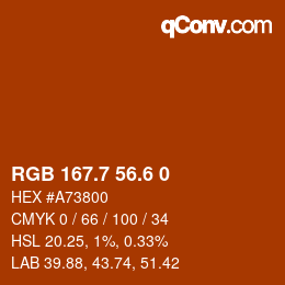 カラーコード: RGB 167.7 56.6 0 | qconv.com