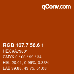 カラーコード: RGB 167.7 56.6 1 | qconv.com