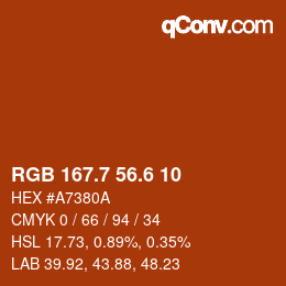 カラーコード: RGB 167.7 56.6 10 | qconv.com