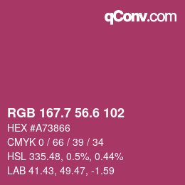 カラーコード: RGB 167.7 56.6 102 | qconv.com