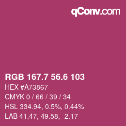 カラーコード: RGB 167.7 56.6 103 | qconv.com