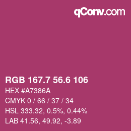 カラーコード: RGB 167.7 56.6 106 | qconv.com