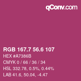 カラーコード: RGB 167.7 56.6 107 | qconv.com