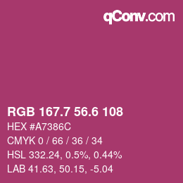 カラーコード: RGB 167.7 56.6 108 | qconv.com