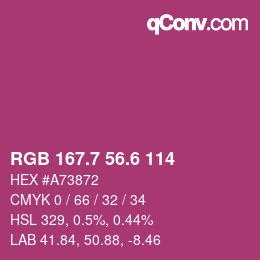 カラーコード: RGB 167.7 56.6 114 | qconv.com