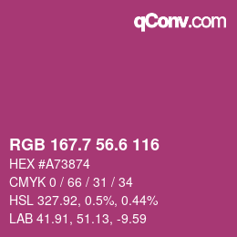 カラーコード: RGB 167.7 56.6 116 | qconv.com