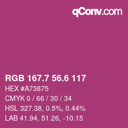 カラーコード: RGB 167.7 56.6 117 | qconv.com