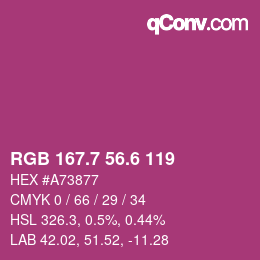 カラーコード: RGB 167.7 56.6 119 | qconv.com