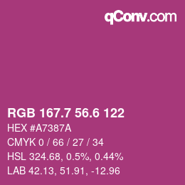 カラーコード: RGB 167.7 56.6 122 | qconv.com
