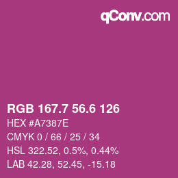 カラーコード: RGB 167.7 56.6 126 | qconv.com