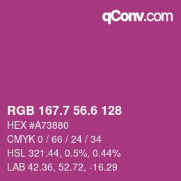 カラーコード: RGB 167.7 56.6 128 | qconv.com