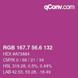 カラーコード: RGB 167.7 56.6 132 | qconv.com