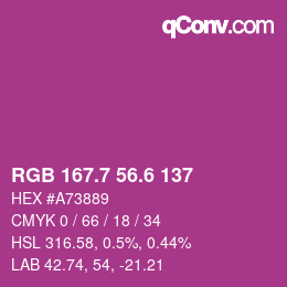 カラーコード: RGB 167.7 56.6 137 | qconv.com