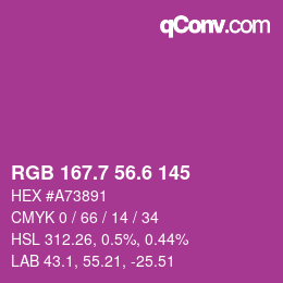 カラーコード: RGB 167.7 56.6 145 | qconv.com