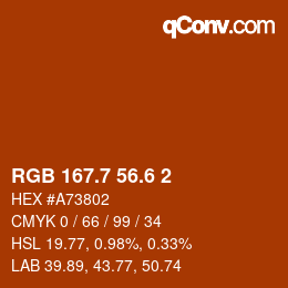 カラーコード: RGB 167.7 56.6 2 | qconv.com