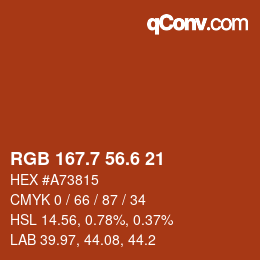 カラーコード: RGB 167.7 56.6 21 | qconv.com