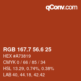 カラーコード: RGB 167.7 56.6 25 | qconv.com