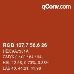 カラーコード: RGB 167.7 56.6 26 | qconv.com