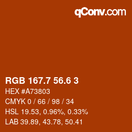 カラーコード: RGB 167.7 56.6 3 | qconv.com