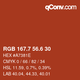 カラーコード: RGB 167.7 56.6 30 | qconv.com