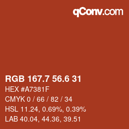 カラーコード: RGB 167.7 56.6 31 | qconv.com