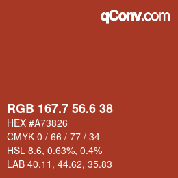 カラーコード: RGB 167.7 56.6 38 | qconv.com