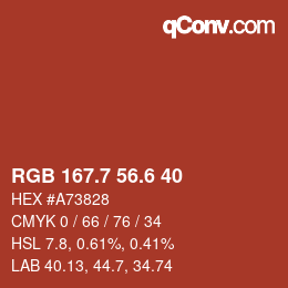 カラーコード: RGB 167.7 56.6 40 | qconv.com
