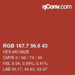 カラーコード: RGB 167.7 56.6 43 | qconv.com