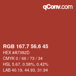 カラーコード: RGB 167.7 56.6 45 | qconv.com