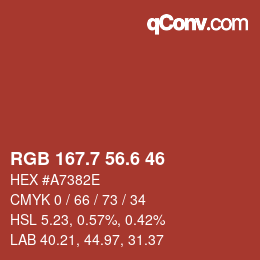 カラーコード: RGB 167.7 56.6 46 | qconv.com