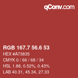 カラーコード: RGB 167.7 56.6 53 | qconv.com