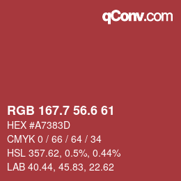 カラーコード: RGB 167.7 56.6 61 | qconv.com
