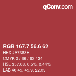 カラーコード: RGB 167.7 56.6 62 | qconv.com