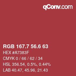 カラーコード: RGB 167.7 56.6 63 | qconv.com