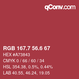 カラーコード: RGB 167.7 56.6 67 | qconv.com