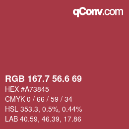 カラーコード: RGB 167.7 56.6 69 | qconv.com