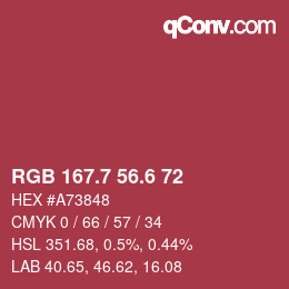 カラーコード: RGB 167.7 56.6 72 | qconv.com